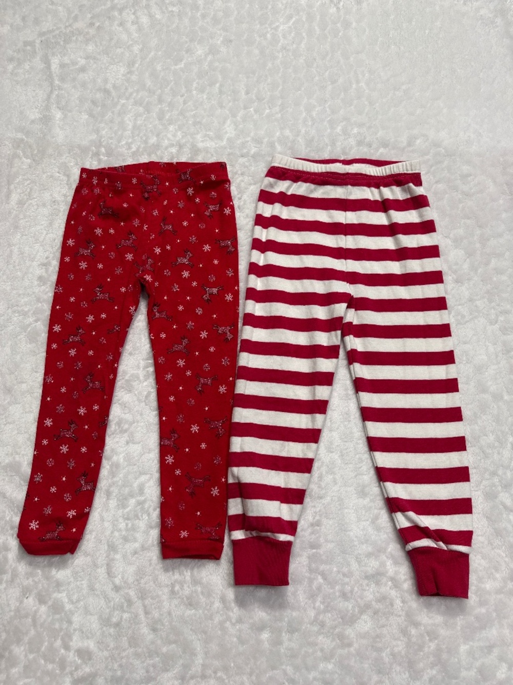 Girls pajama pants Christmas glitter reindeer snug fit size 3T lot bundle of 2
